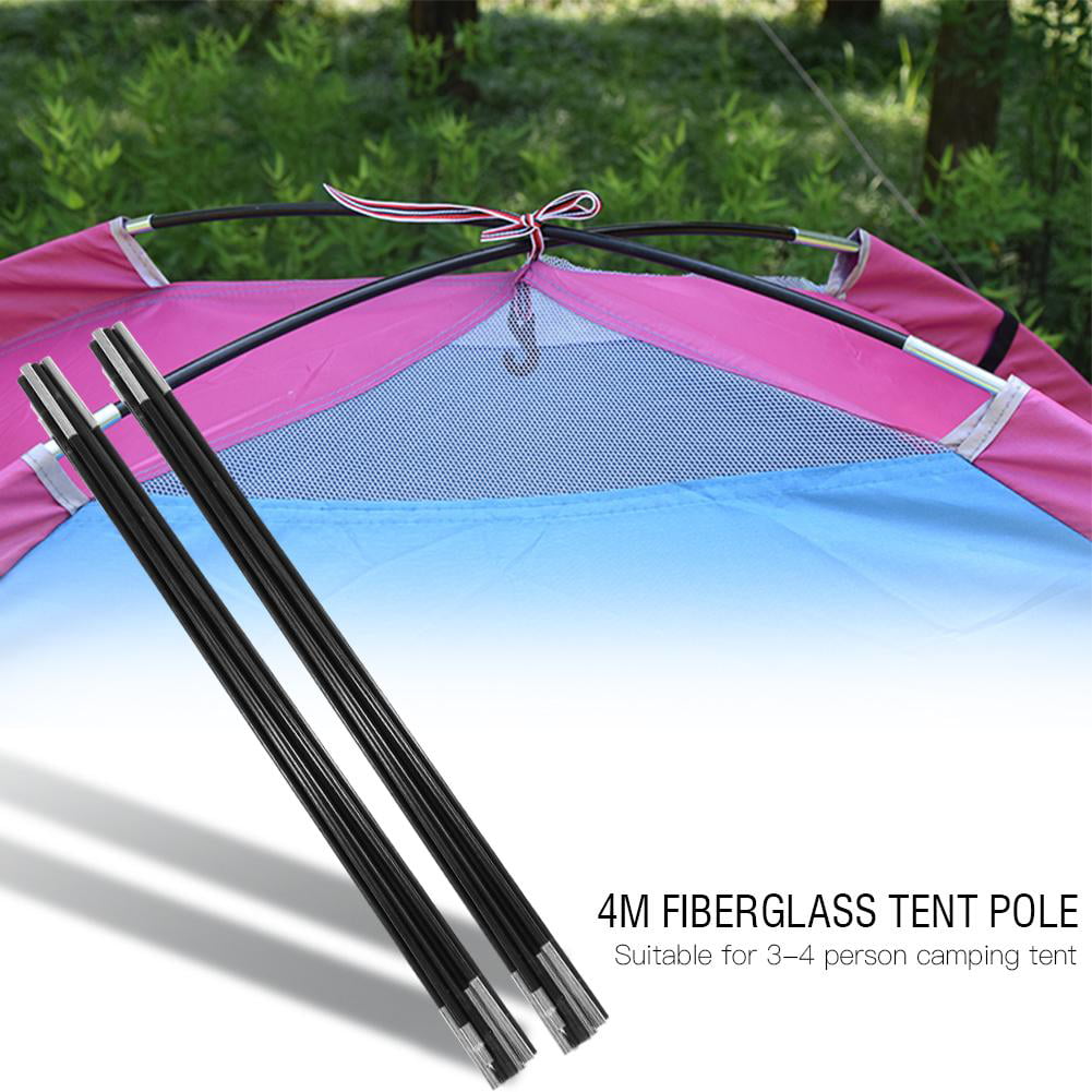 Tent Poles Replacement Portable 4M Fiberglass Camping Tent Pole Outdoor 7 Segments Tent Support Poles Awning Frames Kit 