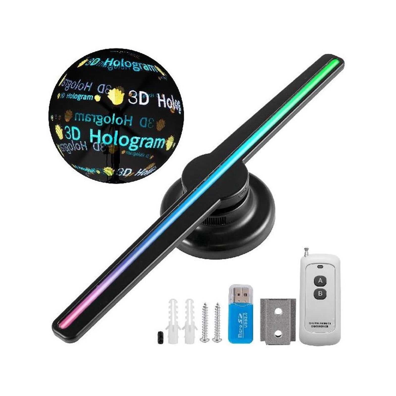 Hologram Fan Projector, 3D Hologram Fan Display Wall-mounted Wifi Led Sign Holographic Lamp Player Air Imaging Hologram Fan Projector ,Novel Advertising Tool