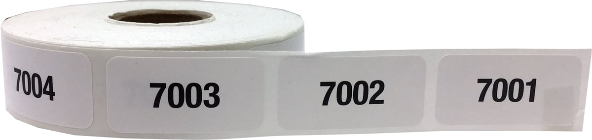 Consecutive Number 7001 to 8000 Sticker Label Inventory Control Counting 1" x 1" 