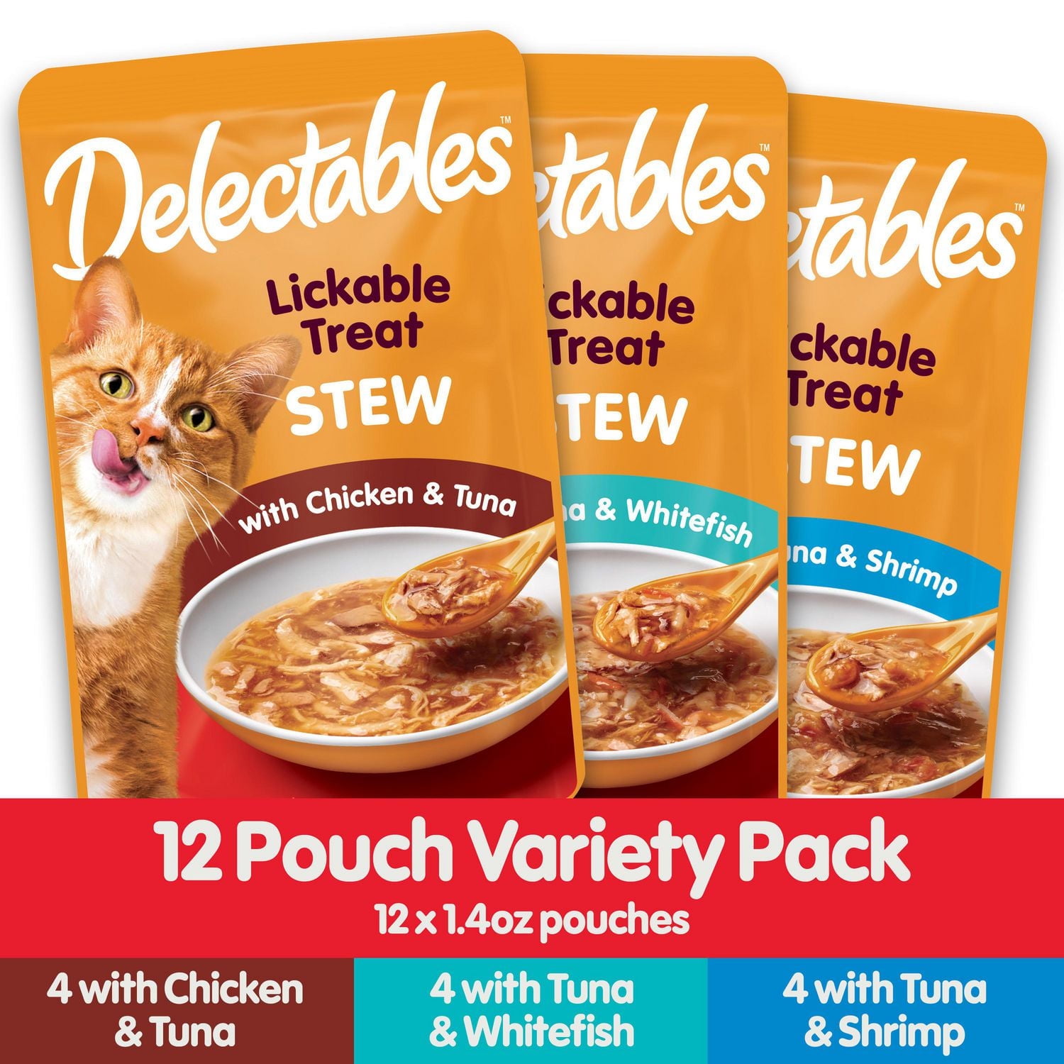 Delectables Lickable Stew Cat Treats 12 Count Variety Pack