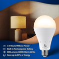 Emergency Rechargeable Light Bulb for Power Outages, 9W Led Bulb,Warm