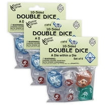 KOPLOW GAMES 10-Sided Double Dice Set, 6 Per Pack, 3 Packs