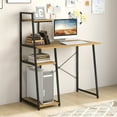 thumbnail image 3 of Topbuy Computer Desk Industrial Wood Study Desk w/Storage Shelf Writing Table Workstation Natural, 3 of 10