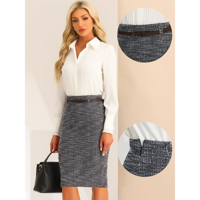 Unique Bargains Women's Belt Waist High Waist Slit Back H Line Tweed Office Skirt XS Black - Walmart.com Unique Bargains Women's Belt Waist High Waist Slit Back H Line Tweed Office Skirt XS Black - Walmart.com