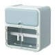 thumbnail image 3 of Caja de almacenamiento de soporte de papel higiénico, organizador impermeable, dispensador de papel montado en la pared, estante de baño sin Azul BLESIY dispensador de papel de pared, 3 of 8