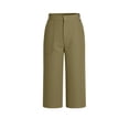 thumbnail image 6 of FAHXNVB Cargo Capris for Women Straight Leg High Waisted Work Capri Pants Summer Loose Fit Cropped Trousers with Pockets,M,Brown, 6 of 7