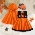 thumbnail image 5 of Kogui Two-Piece Halloween Outfit Sleeveless Sundress With Matching Cloak For Infant Girls (Orange, 4-5 Years), 5 of 8