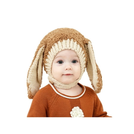 

Ma&Baby Toddler Baby Girls Boys Knitted Crochet Earflap Pilot Hats Soft Warm Cute Rabbit Ear Windproof Cap