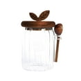 thumbnail image 4 of Tarro de cristal con tapa de madera y cuchara, recipiente de cristal para especias y café, transparente 600 ml, 4 of 9