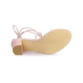 thumbnail image 5 of BLISSFUL STEP Women's Clear Strap Block Heel Lace up Heels Sandals Bling Pink (Size 10), 5 of 7