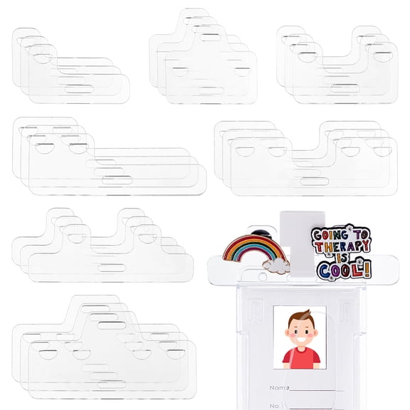 21pcs 7 Styles Badge Buddy Topper Buddy Pin Holder ID Badge Topper Clear Acrylic Card Holder Fit Vertical Horizontal for making