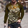 thumbnail image 2 of Hombre Unisex Diario Camiseta 3D Estampado Gráfico Estampados Animal Estampado Manga Larga Tops Casual Bloue Pompotops oipoqjl3891, 2 of 8