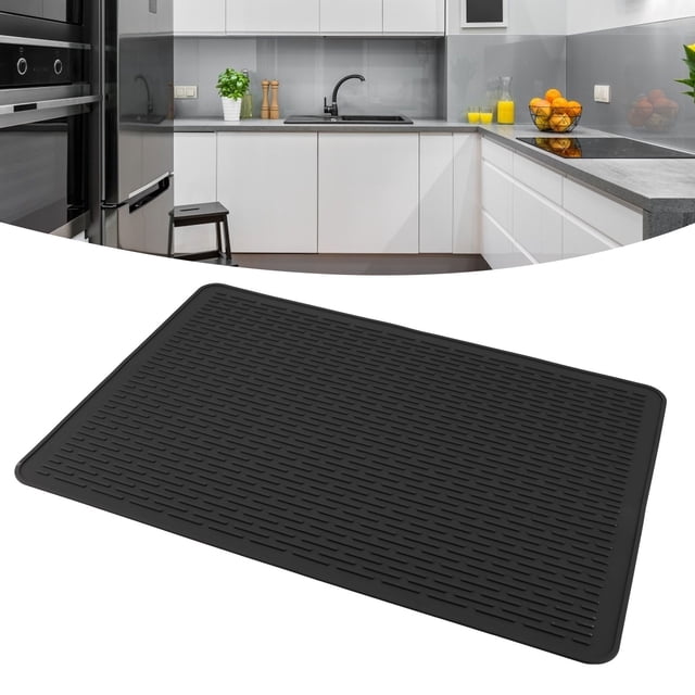 Silicone Dish Drying Mat, Heat Resistant, Flexible, Tabletop with Wide Raised Lines, High Temperature Resistance