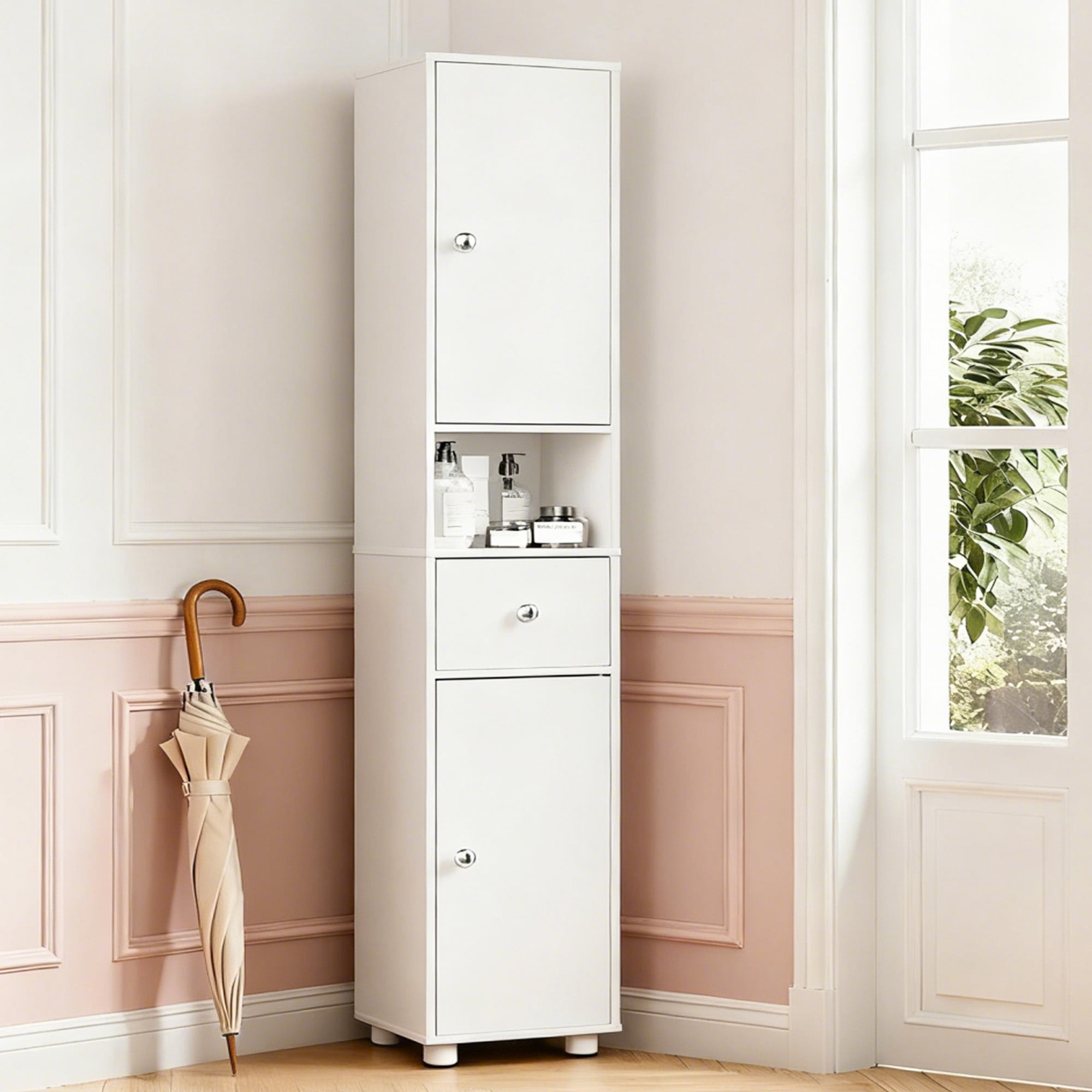Lavish Home 67-Inch-Tall Bathroom or Laundry Room Storage Cabinet
