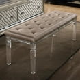 thumbnail image 3 of Champagne Beige Faux Leather Vanity Bench with Acrylic Legs, 3 of 4