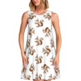 thumbnail image 1 of Easygdp Retro Squirrel para Vestido Transpirable de Mujer, Vestido Suelto de Manga Corta con Pliegues y Bolsillos para el Verano, 1 of 7