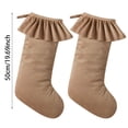 thumbnail image 3 of 2 Pack Large Velvet Christmas Stockings, 18 Inch Neutral Xmas Stockings with Ruffled Design & Hanging Loops for Fireplace Mantle, Vintage Holiday Party Decor, 3 of 6