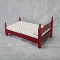 thumbnail image 3 of Opvise Vintage DIY Wooden Miniature Furniture Dollhouse Single Bed for Decoration Red Wood, 3 of 8