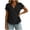 Black, variant on Blouses for Women Rolled Short Sleeve Collared Crossover V Neck Pleated Tie Side Shirts Casual Summer Tops