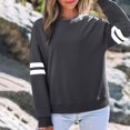 thumbnail image 3 of Yokua Womens Varsity Striped Oversized Sweatshirt Crewneck Long Sleeve Casual Fashion Pullover Top Fall Outfits, 3 of 7
