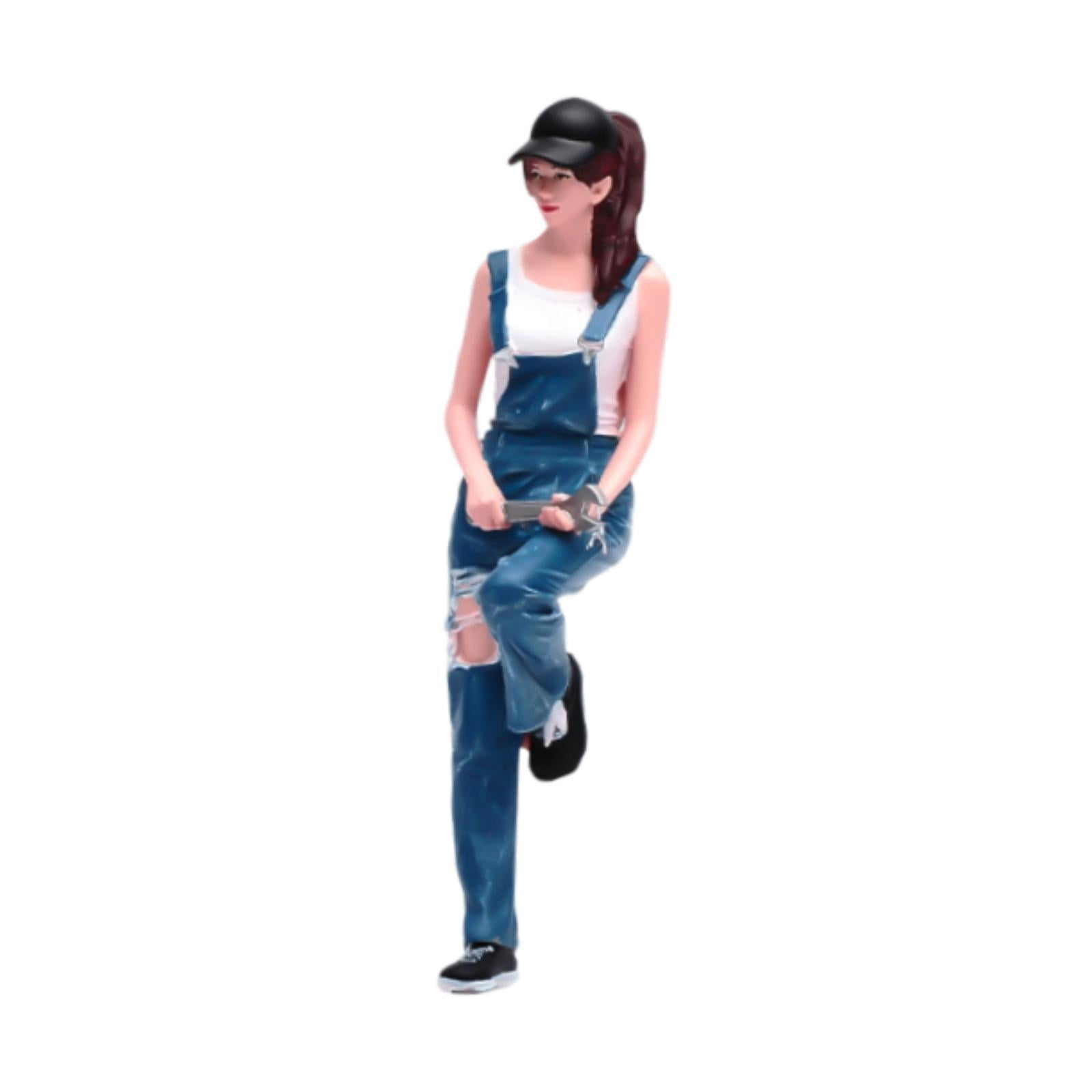 LeeQinersw 1/18 Female Auto Mechanic Model Dioramas for Micro Landscape Miniature Scene