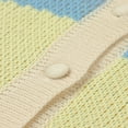 thumbnail image 4 of Women‘s Button Down Sweater Crop Tops Long Sleeve Color Block Knit Cardigan Lapel Spring Fall Outwear, 4 of 6