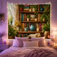 thumbnail image 2 of Botanical Bookshelf with Lush Plants, Cozy Indoor Library Scene, Warm Vintage Style for Book Lovers, Plant Decor, Housewarming Gift Tapestry Wall Hanging for Bedroom, Living Room and Dorm, 2 of 7