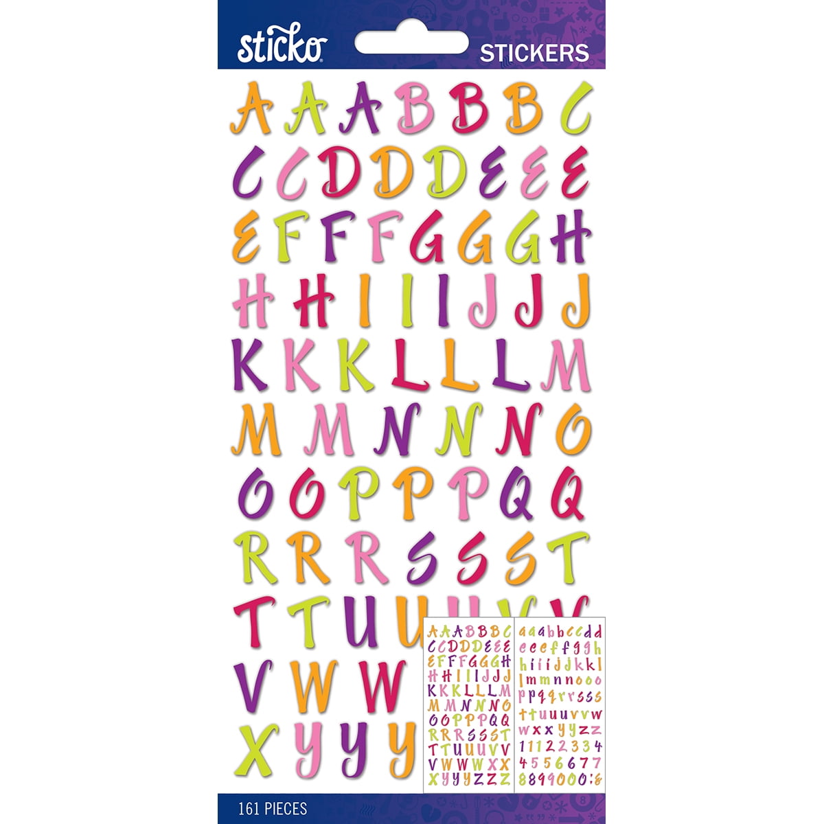 Sticko Alphabet StickersBright Multi Brush Small, Pk 6, Sticko