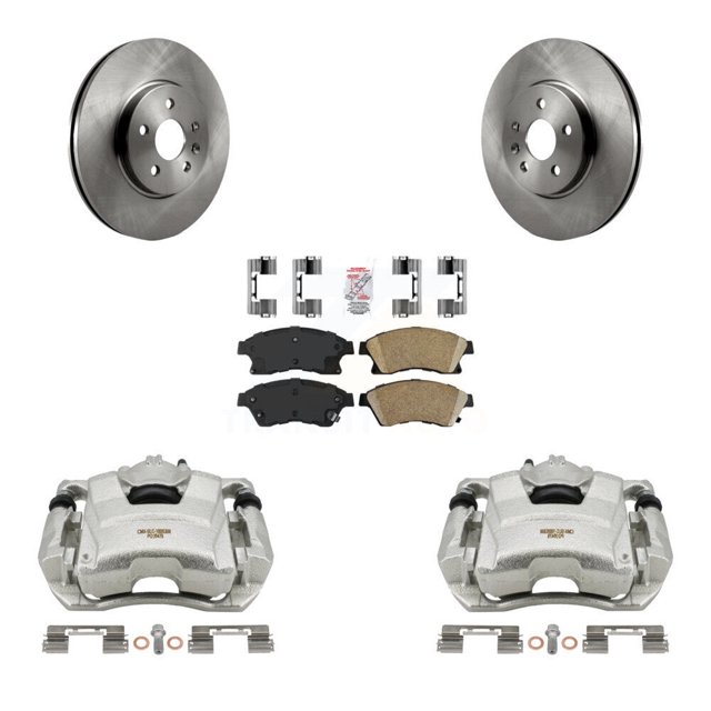 Transit Auto Front Disc Brake Caliper Rotors and Ceramic Pads Kit for Car 2013-2014 Chevrolet Sonic RS KC8-100632N