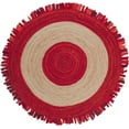 thumbnail image 1 of Indian Handwoven Braided Natural Jute with Multi Cotton Jhalar Round Rug, Bedroom, Entryways, Dining Room, Hallways, Kids' Rooms, Size - (10' Round), 1 of 2