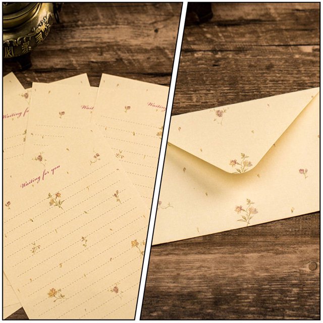 FENGGUIQU 1 De Sobres Y Papel Para Cartas En Marrón Claro Con Floral Para Mensajes Y Regalos