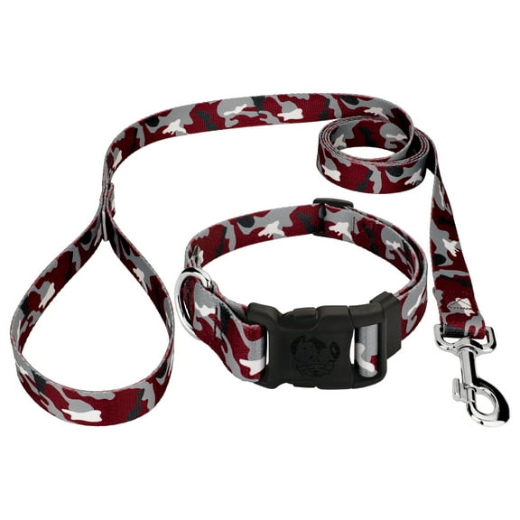 Country Brook Petz® Crimson and White Camo Everyday Dog Collar and Leash, Extra Large