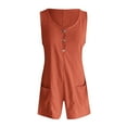 thumbnail image 2 of Baqcunre Women's V Necl Solid Color Sleeveless Button-Pocket Shorts Romper,Size S-XXL,One Piece Jumpsuit,Womens Jumpsuit,Jumpsuits for Women Casual,Womens Clothes,Color Watermelon Red, 2 of 6