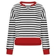 thumbnail image 3 of Htigea Oversized Sweatshirts for Women Striped Color Block Long Sleeve Pullover Casual Loose Fit Y2K Sweatshirt Black M, 3 of 8