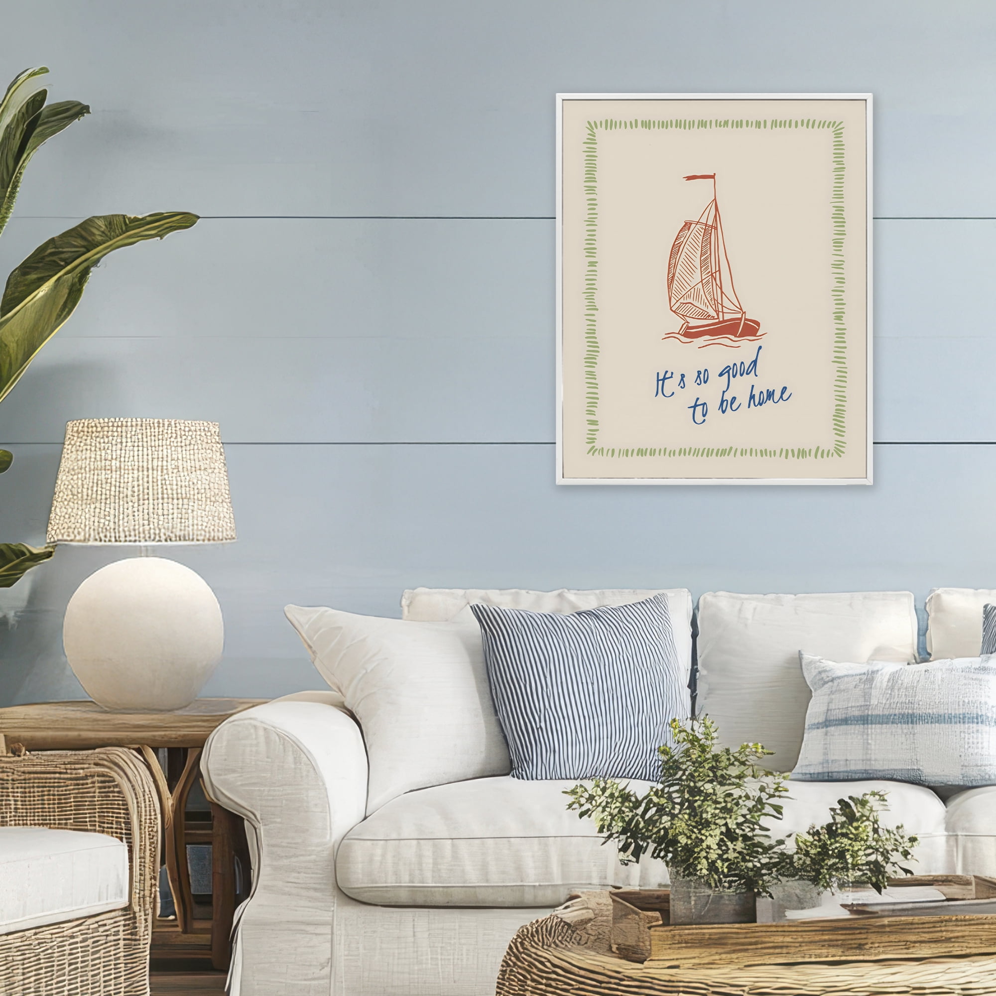Stupell Industries Good To Be Home Sailboat White Framed Giclee Art, design by The Prints Vibe