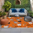 thumbnail image 2 of Orange Halloween Outdoor Rug for Patio/Deck/Porch, Non-Slip Large Area Rug 6 x 9 Ft, Cat Bat Ghost Pumpkins Indoor Outdoor Rugs Washable Area Rugs, Reversible Camping Rug Carpet Runner, 2 of 8
