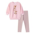 thumbnail image 2 of SGFCWSX Girls Sweatsuit Sets Fleece Winter Outfits 2 Piece Super Skinny Leggings and Sweatshirts Set Pink Size 6 Years, 2 of 8