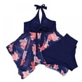 thumbnail image 6 of Norbi Women's 2 Piece Bikini Set Swimsuit Cover Ups Sheer Sarongs Beach Wrap Skirt Bathing Suit Floral Print Navy Flower XL, 6 of 11