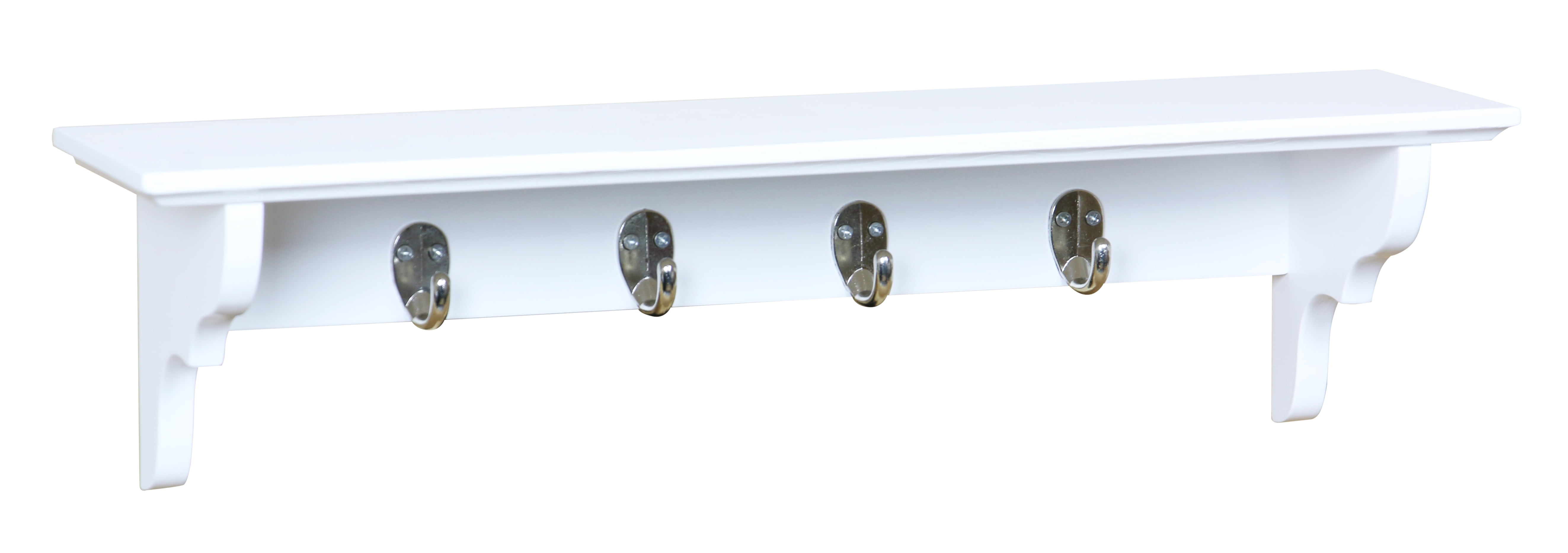 Home Basics L-Shape Wood Floating Shelve with Key Hooks, 20 in x 5 in, White