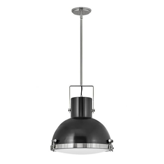 1 Light Large Pendant in Coastal-Industrial Style 18 inches Wide By 51.63 inches High-Polished Nickel Finish-Black  Shade Color Bailey Street Home