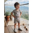thumbnail image 6 of BemeyourBBs Newborn Baby Boys Summer Clothes Cute Infant Baby Boy Lil Bean Outfits Waffled Striped Short Sleeve Romper Tops Shorts 2Pcs Set, 6 of 9