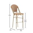 thumbnail image 5 of Merrick Lane Set of Two Indoor/Outdoor Stacking French Bistro Bar Stools with Natural and White Patterned Seats and Backs & Light Natural Metal Frames, 5 of 12