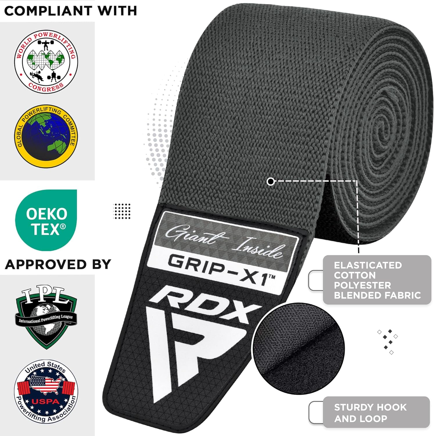 RDX Knee Wraps Weightlifting, 78" Elasticated Straps for Gym Workout Fitness Squats Powerlifting Leg Press