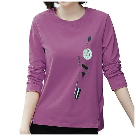 

Fashion Women Casual Long Sleeve Printed O-Neck Blouse Ladies T-Shirt Clothes Hide Tummy Oversized Tees for Women under Scrub Women Long Sleeve Shirts Space T Shirt Pack of Turtle Neck Top for Women