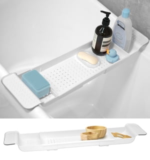 Blue Canyon White Chrome Over The Bath Tray Soap Storage Rack 