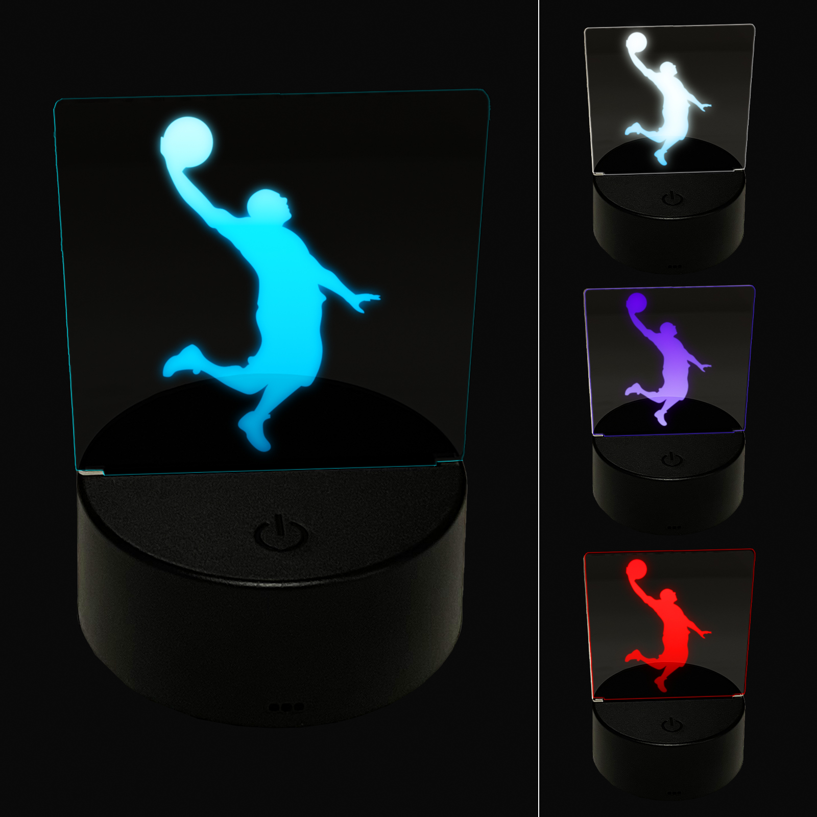 Basketball Player Slam Dunk Sports LED Night Light Sign 3D Illusion