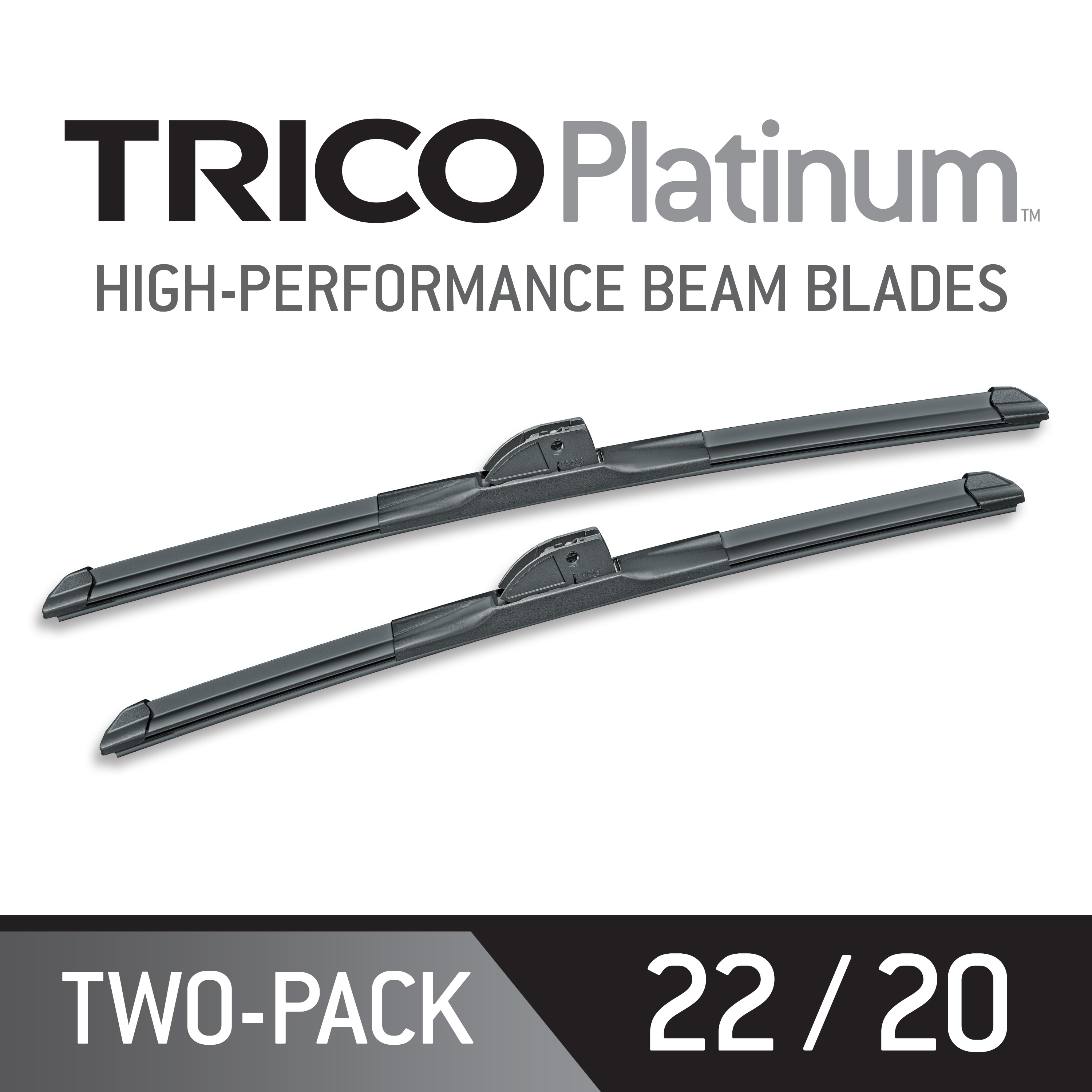 TRICO Platinum 2 Pack, 22' and 20' High Performance Replacement Windshield Wiper Blades (25-2220)