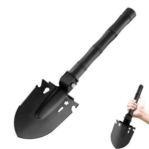 Multi-functional Folding Shovel 14 Inch Portable Entrenching Tool with Serrated Edge and Bottle Opener for Camping Hiking Car Emergency Tool
