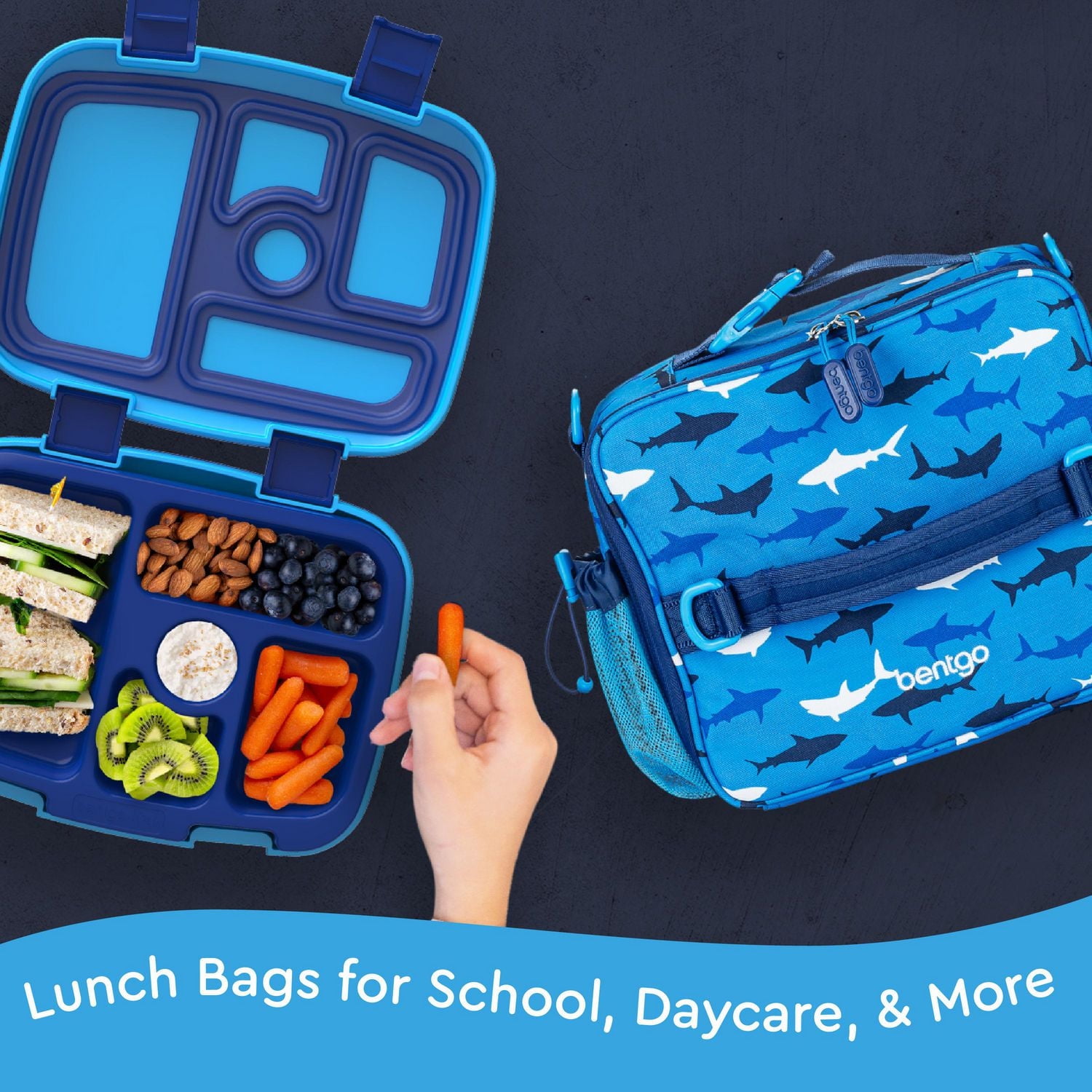Bentgo Kids Prints Lunch Bag - Shark, Bentgo Kids Prints Lunch Bag