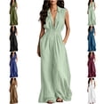 thumbnail image 2 of MLCDZ Women's Lapel Sleeveless Wide Leg Lightweight Jumpsuits One Piece Rompers Formal Dressy Casual Summer Travel Outfits with Multiple Pockets, 2 of 8